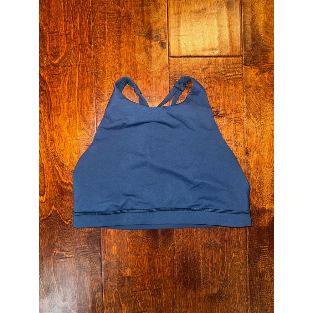 Lululemon Free To Be Serene High Neck Sports Bra Navy Blue Size 10 Strappy Back